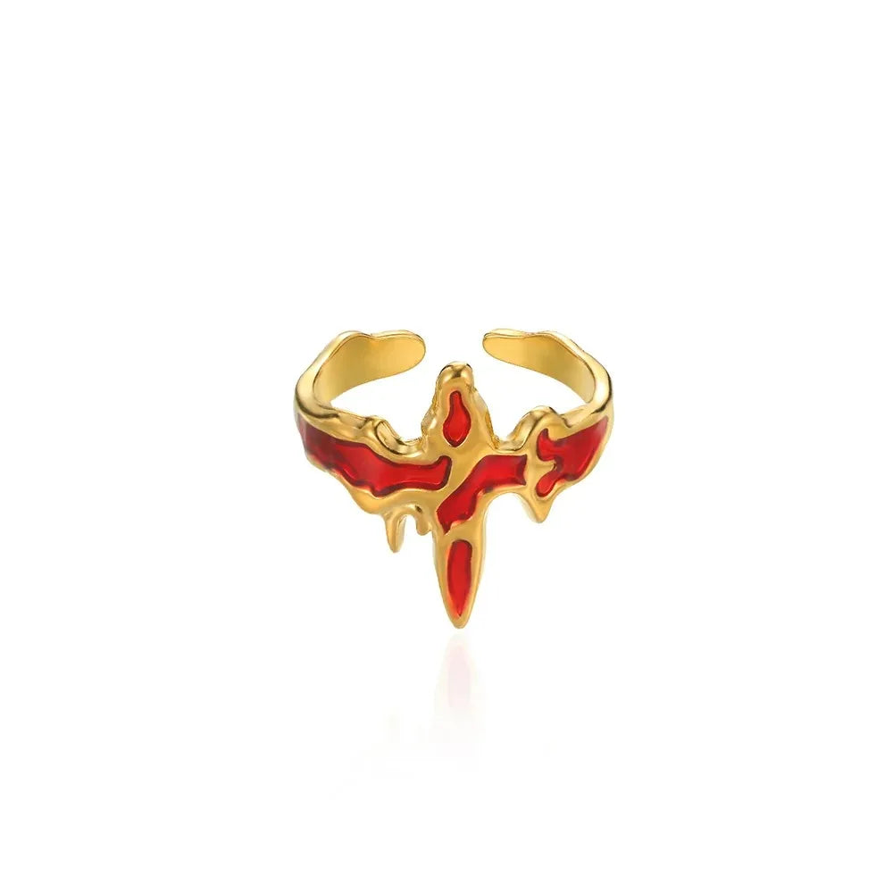 Vintage Jesus Cross Rings For Women Men Gold Color Stainless Steel Jesus Cross Adjustable Ring Religious Party Jewelry Gift