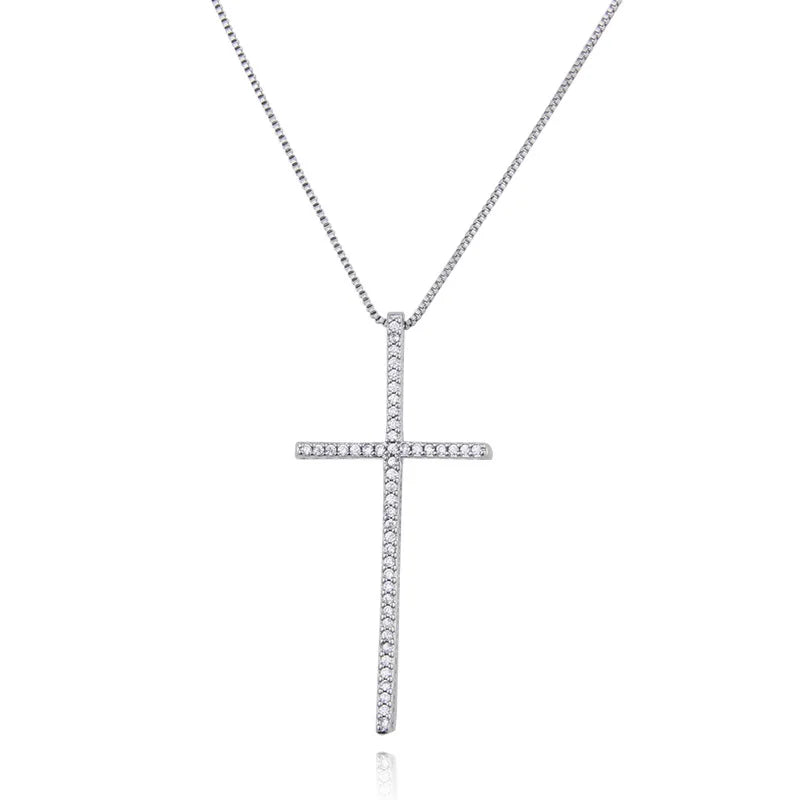 1pcs Slender Cross Pendant Necklace Fashion Trend Hip Hop Punk Style Necklace Religious Elements Prayer Jewelry