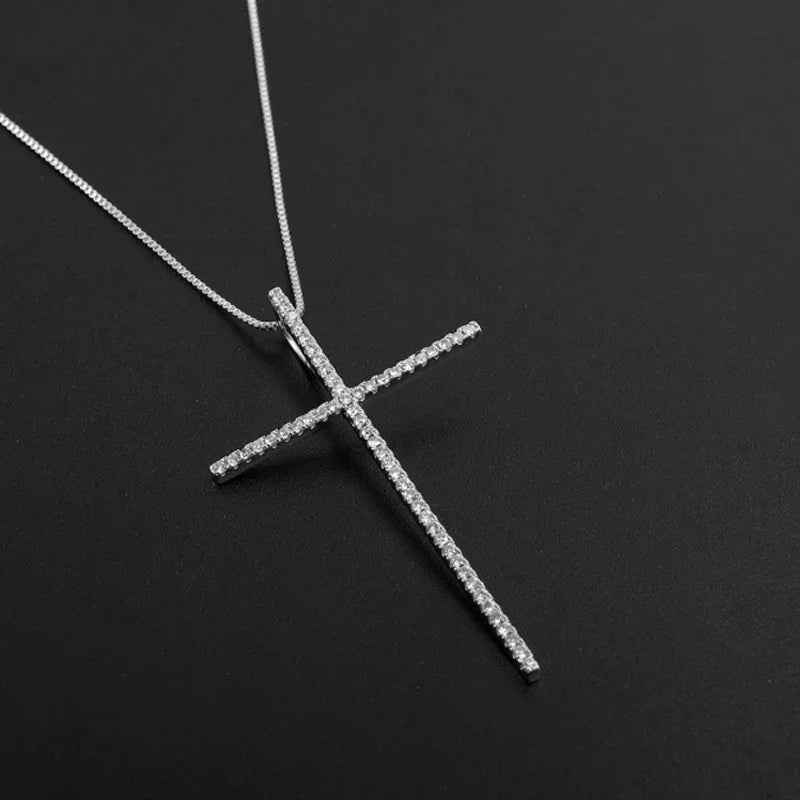 1pcs Slender Cross Pendant Necklace Fashion Trend Hip Hop Punk Style Necklace Religious Elements Prayer Jewelry