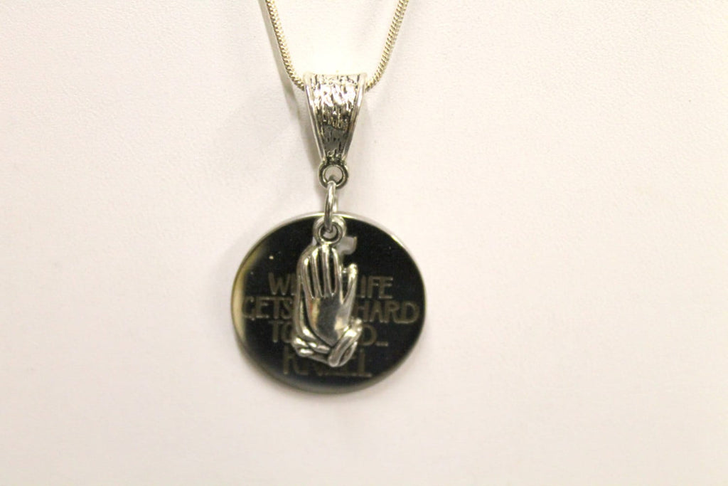 When Life Gets Too Hard to Stand Kneel Pendant on Silver Chain, Religious Jewelry, Gift For Her, Christian, Prayer, Inspirational