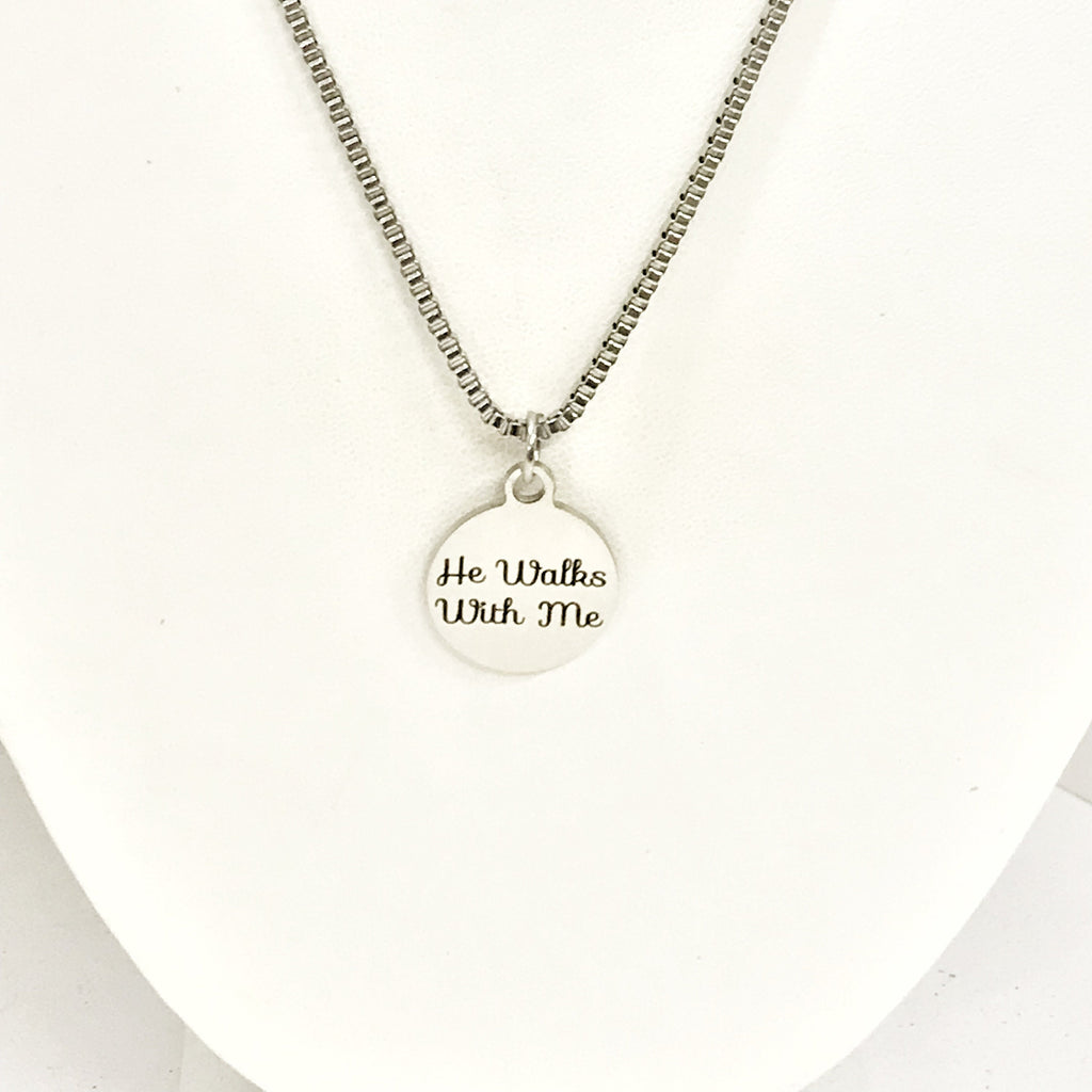 Christian Gift, He Walks With Me Necklace, Men Christian Jewelry, Christian Man Necklace, Baptism Gift, Religious Gift For Him, Husband Gift